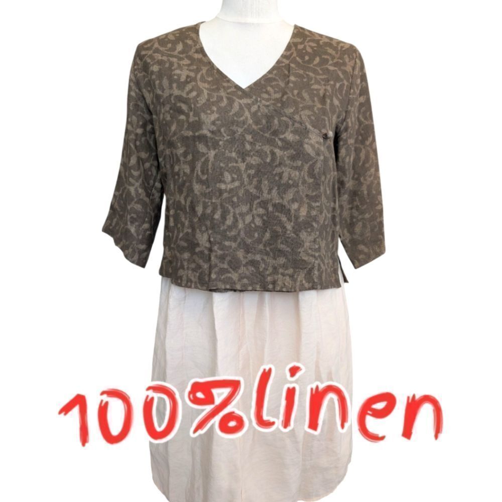 Maiwa Studio 100 Linen  Floral wrap Cropped Top S